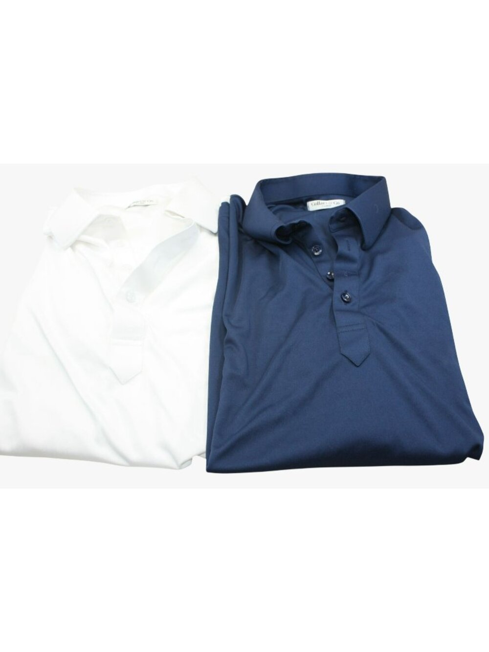 Collars & Co Dress Collar Polo Shirts Lot 2 Mens XL White Navy Performance